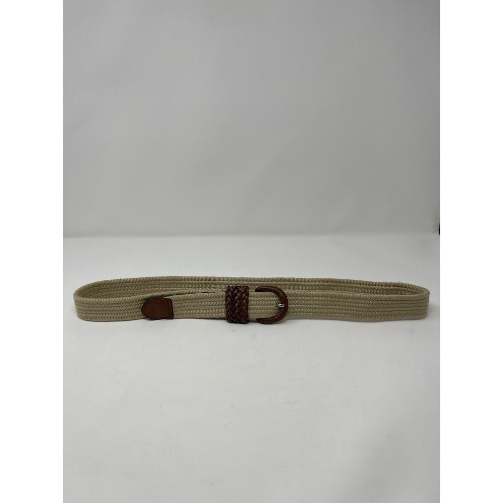 Talbots Women's L/XL Belt Wheat‎ Color Genuine Leather Trim Elastic